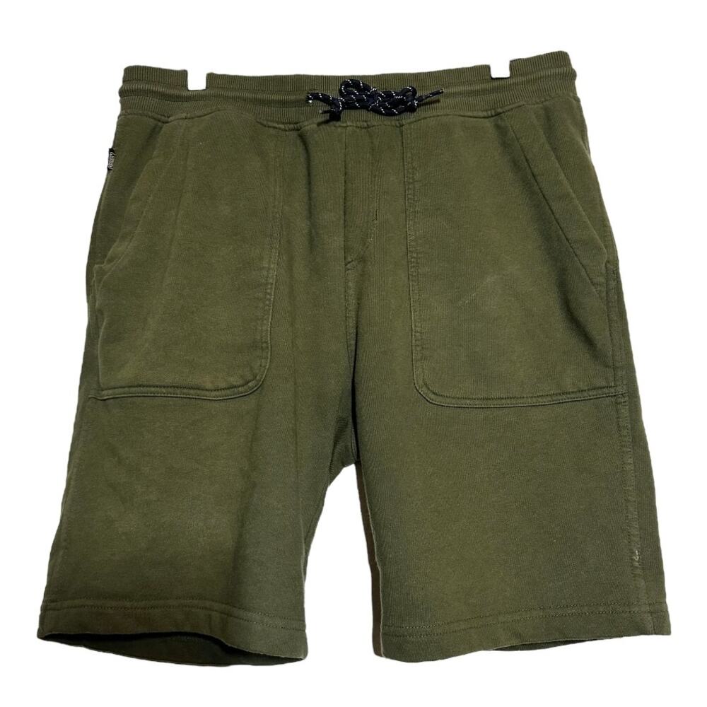 Wilder & Sons Sweat Shorts 9" Drawstring Waist Pockets Army Green Large 32"